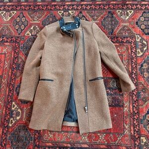 Tweed Lilith A Paris coat with faux leather accents and asymmetrical zip